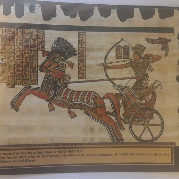 Hand-painted papyrus painted souvenir portrait (Horse & Chariot Design) - Picture 1 of 16